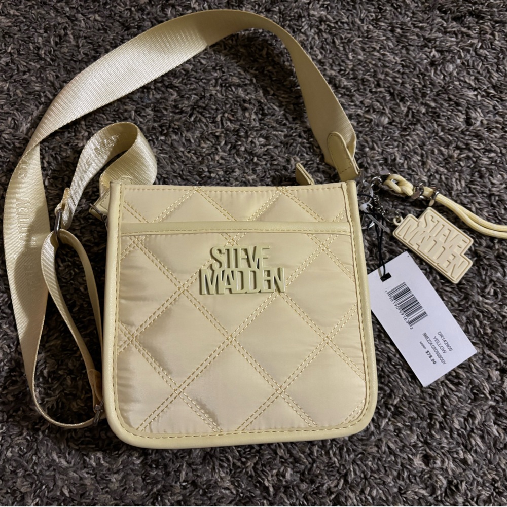Steve Madden Beige Quilted Crossbody Bag